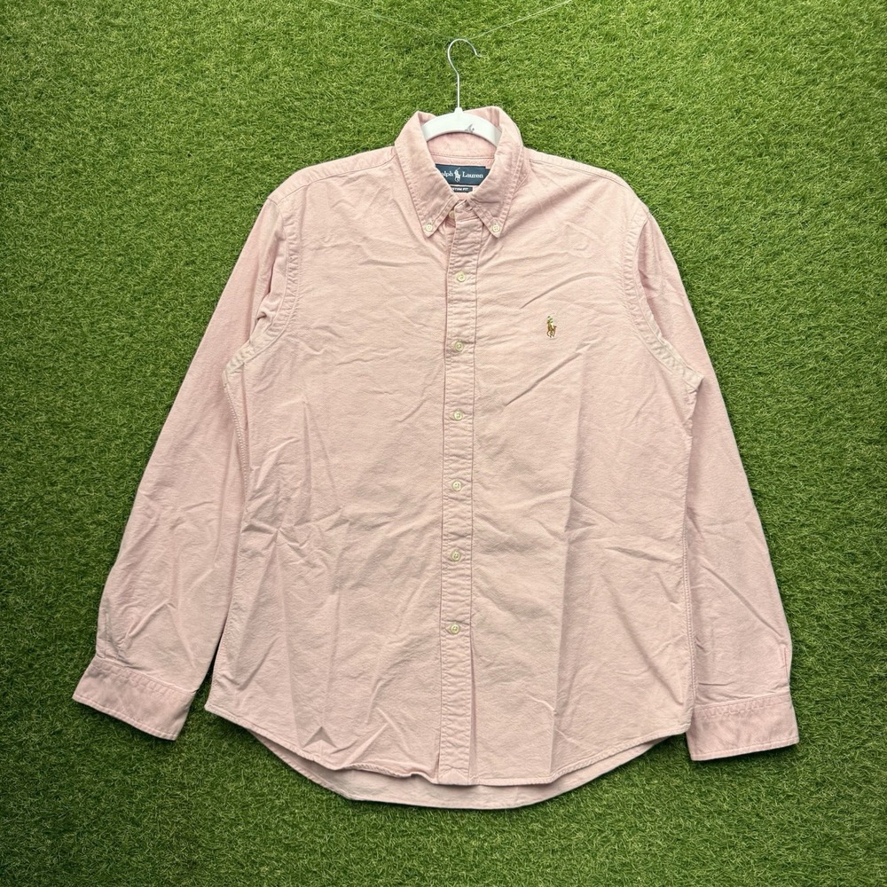 Polo Ralph Lauren Shirt Mens Large Pink Chambray Classic Flesh Pony Button Up